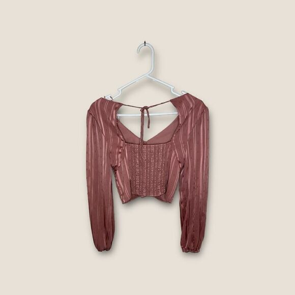 Kirious Los Angeles Swiss Dot Pink Striped Smocked Top Small - Picture 2 of 4